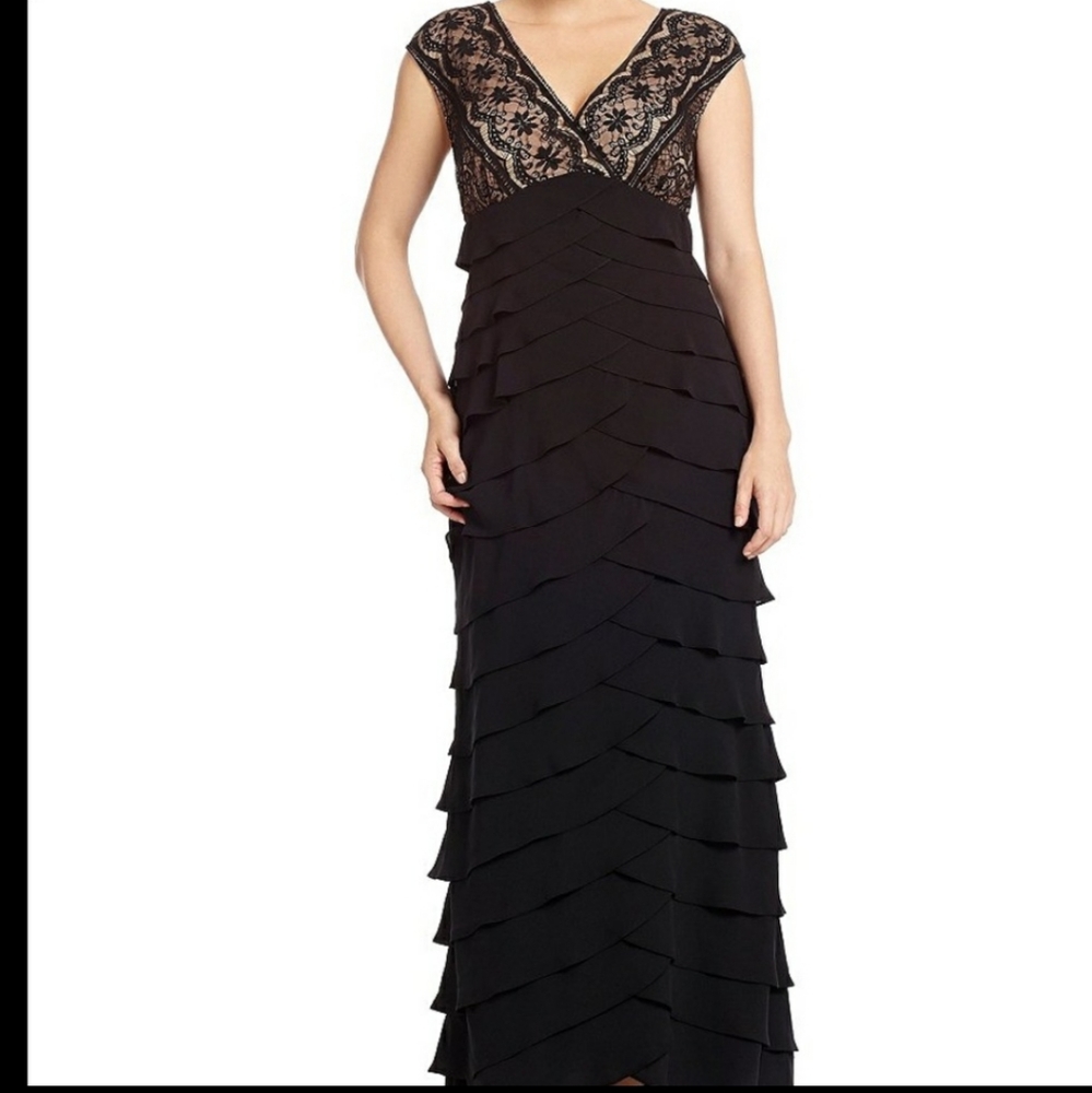 Adrianna Papell Lace Pleated Gown size 16